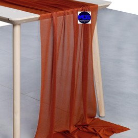 MDS 12 Pack 14ft Chiffon Table Runner 29 x 170 Inches Sheer Wedding Runner Romantic Rustic Table Runner for Wedding Decorations, Birthday Parties, Bridal Shower Party Arch Decor - Terracotta