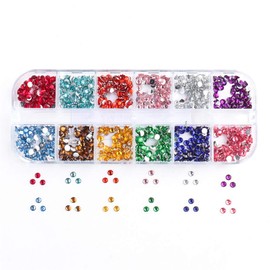 2 Box 12 Colors Clear Colorful Blue Nail Stone Rhinestone Nail Deco Nail Parts Nail Art Salon