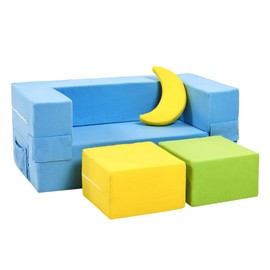 Elftopia Modular Kids Sofa,Toddler Couch Foam Armchair for Kids,Children Convertible Plush Sofa Play Set,Fold Out SofaBed(Dynami Color)