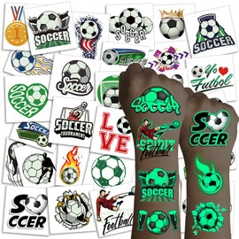 360 Pcs Glow In The Dark Soccer Temporary Tattoos for Kids Boys, Washable Luminous Soccer Tattoos for Europa World Cup Goodie Bag Stuffers, Soccer Team Gifts for Teens and Adults