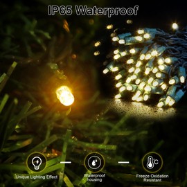 Warm White LED Christmas Lights – 25ft 50 Counts Christmas Lights Outdoor Waterproof, 5mm Wide Angle Commercial Grade Mini Lights, Indoor Green Wire Tree Lights Plug in for Xmas, UL