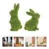 DEARMAMY 2Pcs Easter Faux Moss Bunnies: Furry Grass Flocked Rabbit
