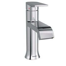 Moen Genta LX Chrome One-Handle Modern Bathroom Sink Faucet with Optional Deckplate and Low-Arc Spout - Perfect for Bath Countertop and Three-Hole or One-Hole Sinks, 6702