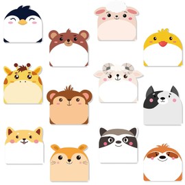 24 Pads Cute Sticky Notes, 720 Sheets Self Adhesive Animal Sticky Notes Pads Bulk Cartoon Sticky Notes for Kids Teachers School Office Home (12 Styles)