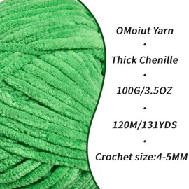 2 Pack Christmas Green Fluffy Velvet Yarn for Crocheting, Chunky Chenille Baby Blanket Yarn for Crochet, Soft Fuzzy Puzzle Yarn for Knitting, (100g/3.53oz Each) Bulky Thick Amigurumi Crochet Yarns