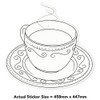 Extra Large 460mm 'Steaming Tea Cup' Transparent/Clear Sticker Decal for