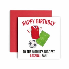 Huxters Football Cards for Arsenal Fans – Happy Birthday Card for Dad, Husband, Grandad, Brother, Son – Men Birthday Card for him - Football Themed Illustrations 14.8cm (Arsenal)