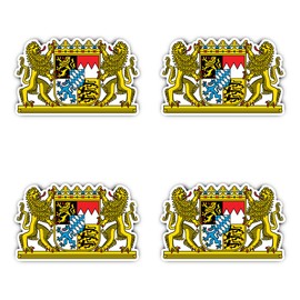 Sticker 100 mm Pack of 4 Coat of Arms Germany Bavaria DE BY for Car, Laptop and More