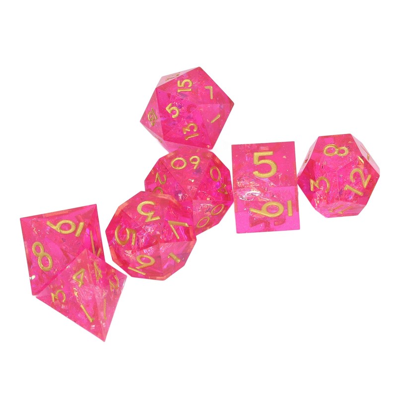 7PCS Polyhedral Dice Clear Numbers Pointed Edges Resin Dice Set