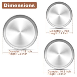 TeamFar Pizza Pan, 9 Inch, 10 Inch, 12 Inch Stainless Steel Pizza Pans Set, 3 Sizes Round Pizza Oven Baking Serving Plate Tray for Pizza Pie Cookie, Non-Toxic & Heavy Duty, Dishwasher Safe
