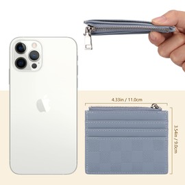 Unaone Slim Minimalist Wallet - Leather Front Pocket Wallet with ID Window, Credit Card Holder Card Case for Men and Women, Blue