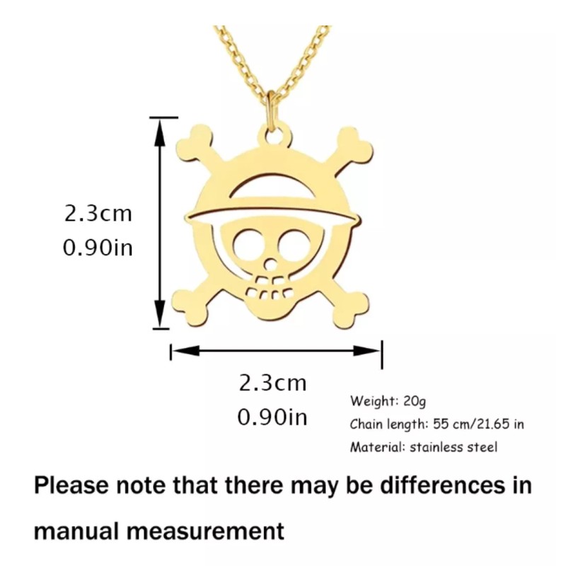 Yeshua Collar One Piece Acero Inoxidable Luffy Skull Jolly Roger