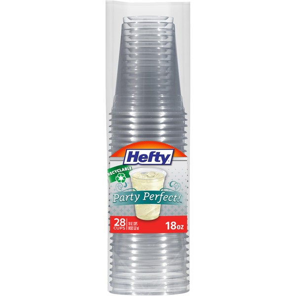 Hefty Deluxe Clear Plastic Cups - 18 Ounce, 28 Count
