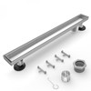 HTOH Shower Drain Offset for Bathroom: 18-Inch Brushed Nickel Linear