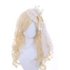 C-105-3 White Veil Gold Crown Red Rose Bow Lace Ruffle