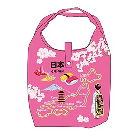 noruko-pore-syon ECO Bag Japanese Pattern Folding Storage Bag with Japan Map Peaches ECZ – 1 – 38