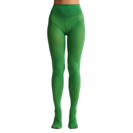Frola Women's 80 Denier Soft Semi Opaque Solid Color Footed Pantyhose Tights(XX-Large,Clover Green)