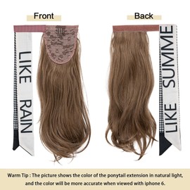 Ponytail Extensions, 40 cm Velcro Wrap Wavy Ponytail Extension Hairpiece Braid Clip in Ponytail Extension Synthetic Hair Extension for Women Girls