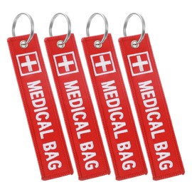 4 Pcs Medical Bag Tag, Double-Sided Medical Equipment Luggage Tag for Luggage & Backpack, Durable Red ID Keychain with Medicals Alert Information