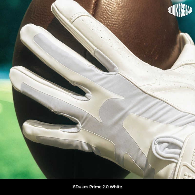 SDukes Prime 2.0 American Football Gloves Receiver (White, M)