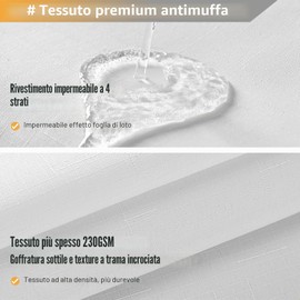 BTTN Tenda da doccia in tessuto bianco, 90 x 200 cm, trama di lino stretta, antimuffa, tessuto impermeabile, con 6 ganci, tenda da doccia moderna, lavabile, in poliestere pesante