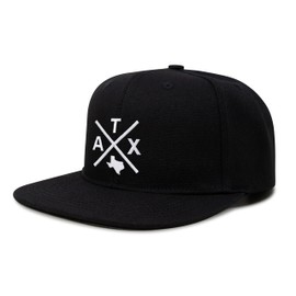 International Tie Austin ATX Trucker Hat for Men and Women – Snapback Baseball Cap (Black Flatbill)