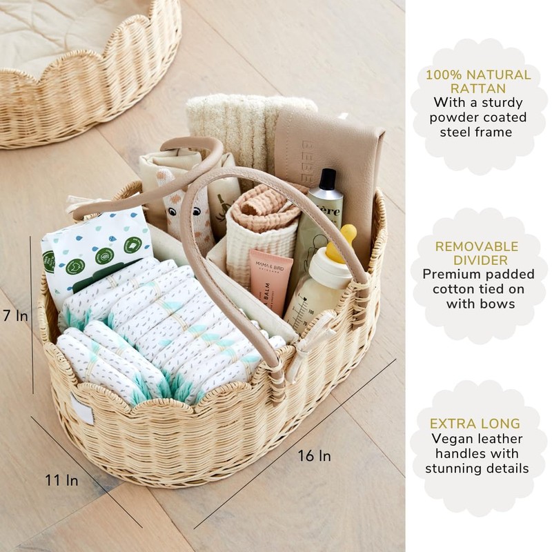 BEBE BASK Premium Baby Diaper Caddy Organizer - Handmade &
