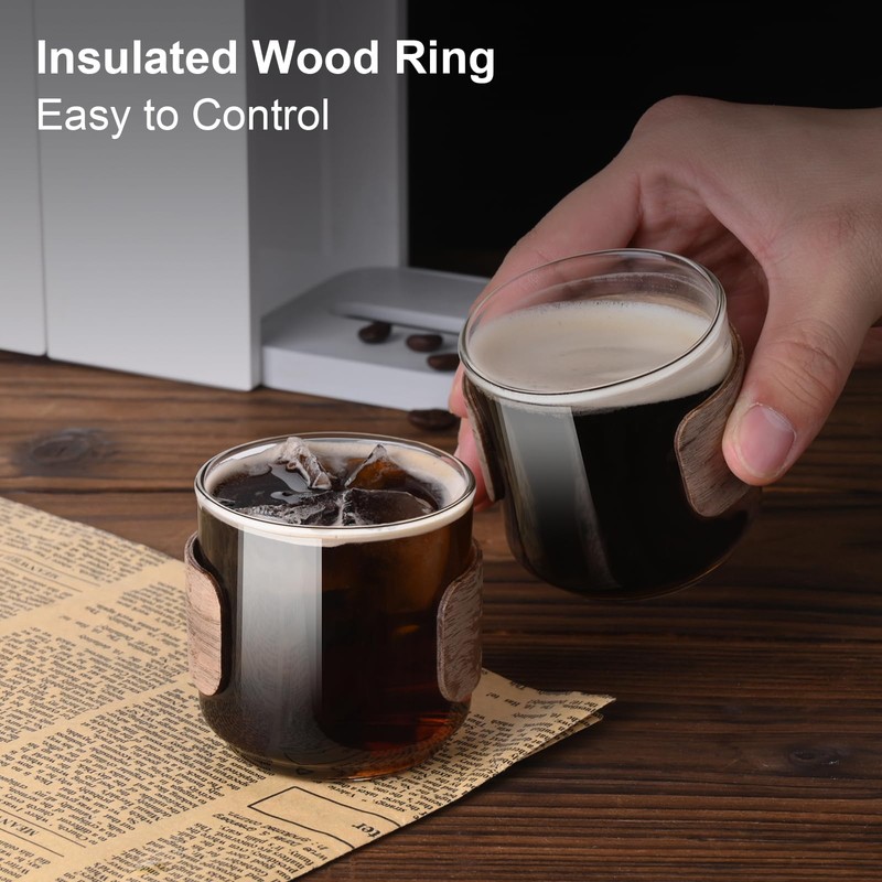 PARACITY Espresso Cups Set of 2 with Wooden Ring, 5