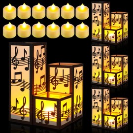Rossesay 12 piezas de centro de mesa para mesa de 3 tamaños para notas musicales, cajas de farolillos de papel, ideas de mesa, decoraciones para habitación, decoración de fiesta temática de música