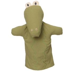 Handpuppe Plüschpuppe aus Stoff Handpuppen 29 cm in dezenten Erdtönen für Kinder für Puppen- und Kasperletheater Spielzeug (Krokodil Kroko)