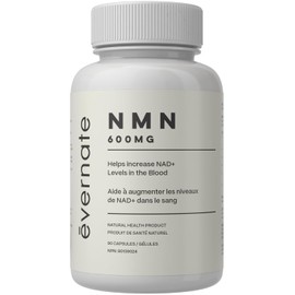 Evernate NMN 600 mg – 90 Cápsulas | 99.6% de Pureza Ultra Alta | Nicotinamida Mononucleótido para Soporte de NAD+, Energía Celular y Envejecimiento Saludable | Fabricado en Canadá | Suministro para 3 Meses