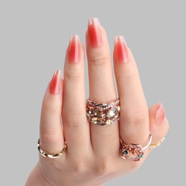 Polychrome&air Press On Nails, 30pcs/15 Sizes Pink Dust Coffin Press On Nails Set, UV Cover Fake Nails with Nail Glue & Adhesive Tabs - Reusable False Nails & Accessories for Party/Dating/Event/DIY