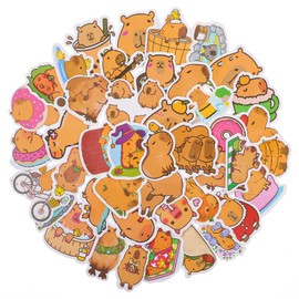 Funny Capybara Cute Animal Stickers Pack 100pcs Capybara Stickers Cute Waterproof Cartoon Animal Decals Nature Party Favors & Gifts for Kids Teens Kawaii Stickers for Adults Water Bottles Laptop Scrap