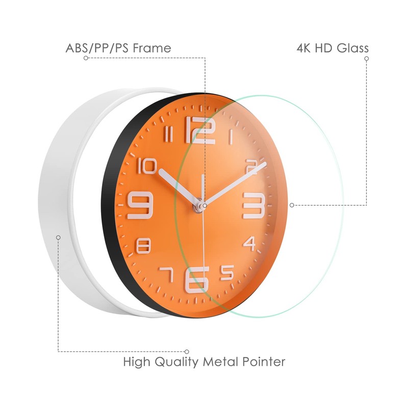 Topkey 8 Inch Silent Wall Clock Easy Readable Big Numbers