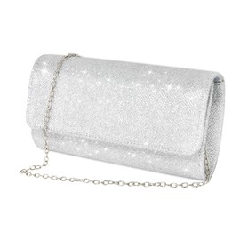Chain Bag, Women's Clutch Bag, Glitter Evening Bag, Elegant Envelope Bag, Chain Bag, Shoulder Bags for Wedding, Party, Leisure, Date, Mother's Day Gifts for Mum (Silver)