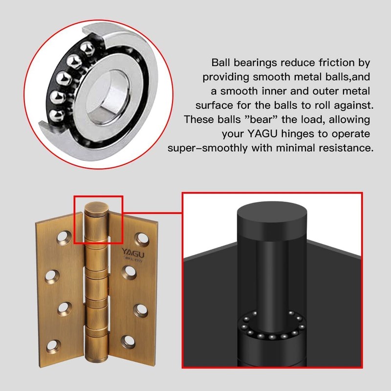 YAGU 3 Pack 4'' Door Hinges Antique Brass 4 x