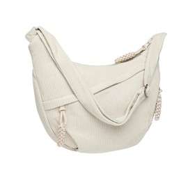 Nircho Crossbody Bag Women's Shoulder Bag, Stylish Bum Bag, Women's Corduroy Bag, Casual Shoulder Bag, Moon Bag, Half Moon Handbag with Adjustable Wide Strap for Everyday, Office, School Trip, beige