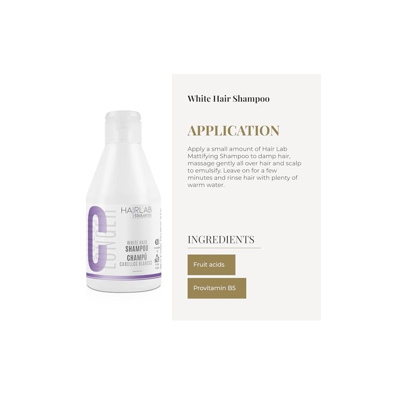 Salerm Hairlab White Hair Shampoo, 10.6 Ounce/300 ml
