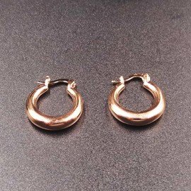 Sterling Silver Hoop Earrings Chunky White Gold Hoop Earrings for Women Small Circle Smooth Earrings Fashion Jewelry(rose gold)