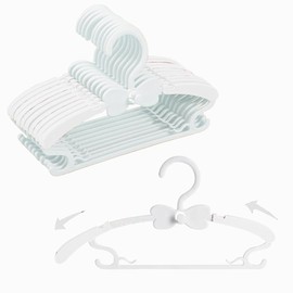 WJWSKI Children's Clothes Hangers, 29 - 37 cm, Growing with Your Child, Pack of 20, Stackable Baby Clothes Hangers with Trouser Stand, Space-Saving, Children's Hangers, Non-Slip Plastic Baby Hangers