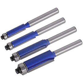 Yakamoz 4pcs 1/4 Inch Shank Top End Bearing Flush Trim Router Bit Set, 1/4" 5/16" 3/8" 1/2" Cutting Diameter