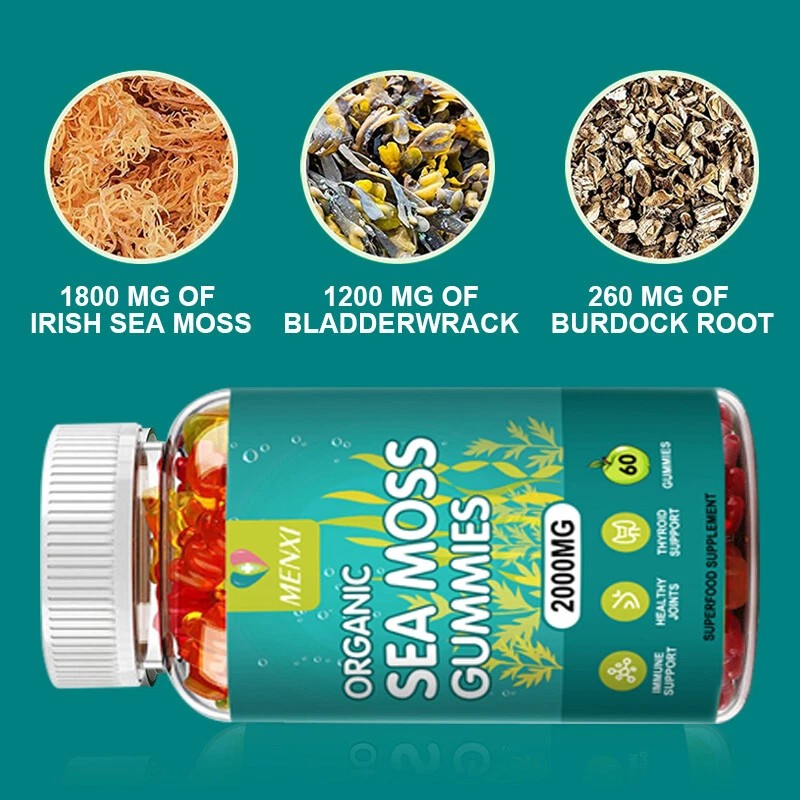 MENXI 2px Organic Sea Moss Gummies 2000mg - Irish sea