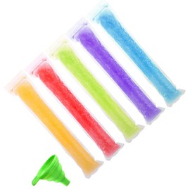 Pack of 120 Ice Lolly Moulds Bags, DIY Zip-Top Freezer Bags, Ice Lolly Bags for Yoghurt Sticks, Ice CandyJuice & Fruit Smoothies with Funnel