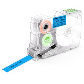 SUPVAN G15M Continuous Label Tape, Thermal Multi-Purpose Labels for Home, School, Office, 12mm x 7.5m, Black on Blue