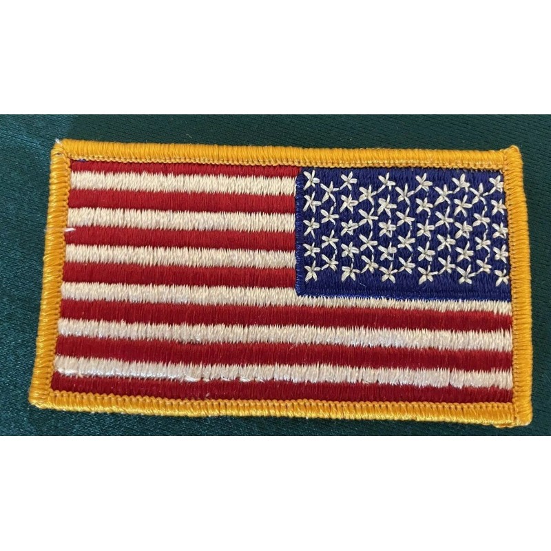 American Flag Right Sleeve Biker/Military Embroidered Patch W/ Gold Border