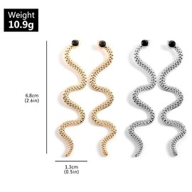 Holibanna Snake Earrings for Women Punk Serpent Eardrop Egyptian Cleopatra Retro Ear Studs Long Dangle Ear Jewlery Golden