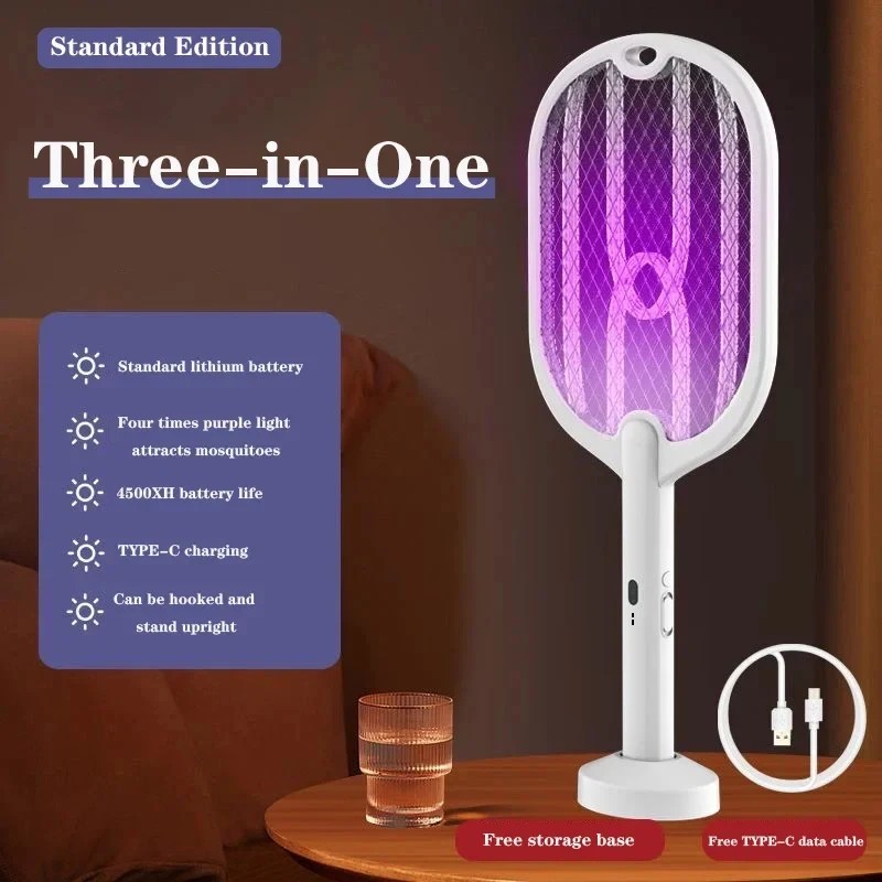 3-in-1 Electric Mosquito Swatter for Home Pest Control – Type-C