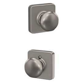 Schlage F10 PLY 619 LFL Plymouth Door Knob with Laflin Trim, Hall & Closet Passage Lock, Satin Nickel