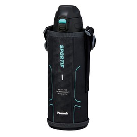 Peacock Thermos Industrial AJC-F102 B Peacock Water Bottle, 3.3 gal (1 L), Cold Insulated, Vacuum Insulated, One-Touch, Direct Drinking Pouch, Stainless Steel Bottle, Black