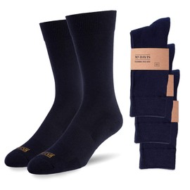 Mr. Davis Moisture Wicking Performance Everyday Socks - Comfortable and Stylish Men's Socks - Pack of Soft Sock Pairs for Casual Wear - Solid Navy One Size 3 Pack